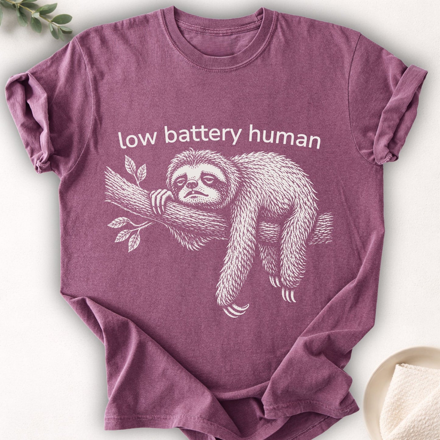 Low Battery Human Sloth Tee