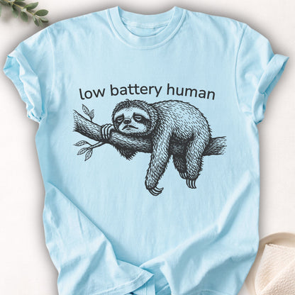 Low Battery Human Sloth Tee